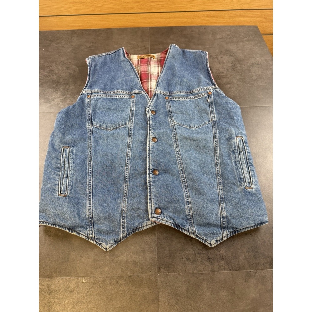 VTG Levi's Reversible Denim/Plaid Vesgt Western Trucker Falnnel USA 80's/90's-L